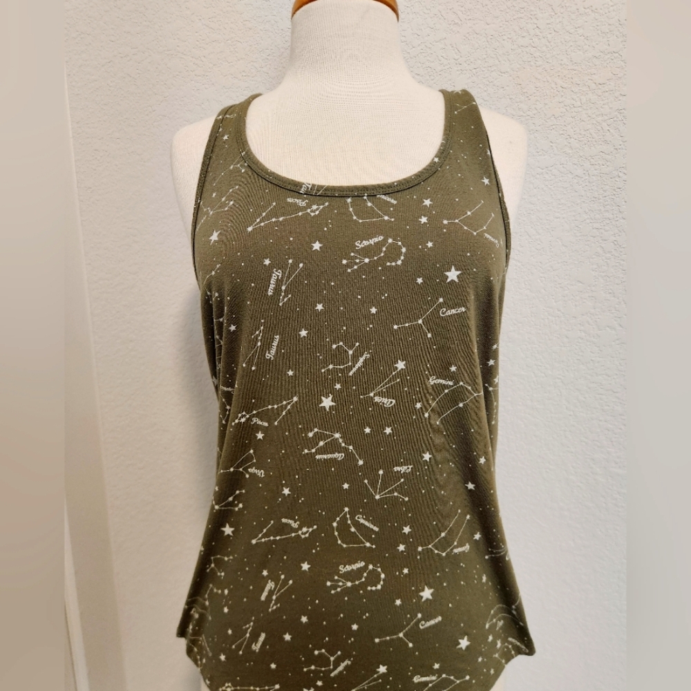 Zoe + Liv Olive Starry Constellation Tank Top